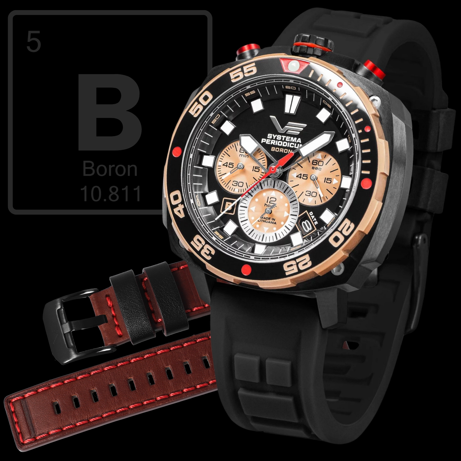 Zegarek Vostok Europe VK67-650E721SB Systema Periodicum Boron męski 
